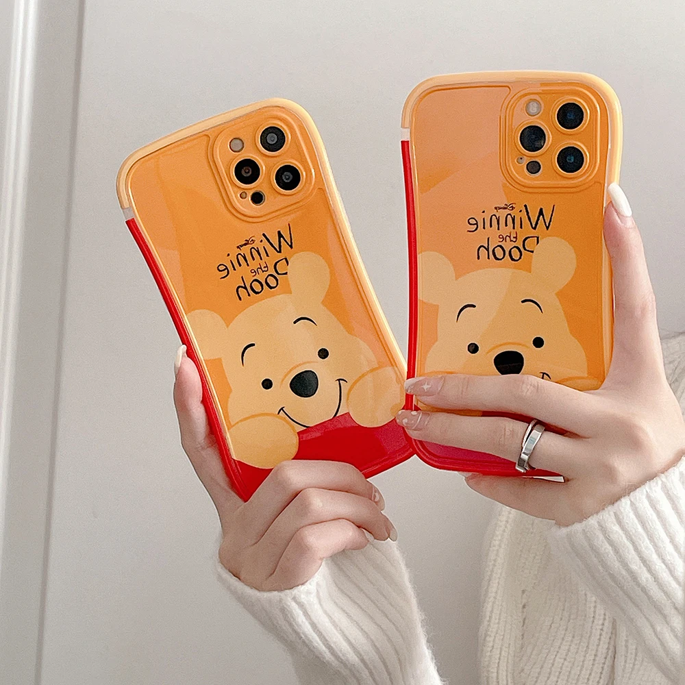 

2022 Disney Winnie the Pooh Cute Phone Cases For iPhone 13 12 11 Pro Max XR XS MAX X Couple Cartoon Shockproof Soft TPU Shell