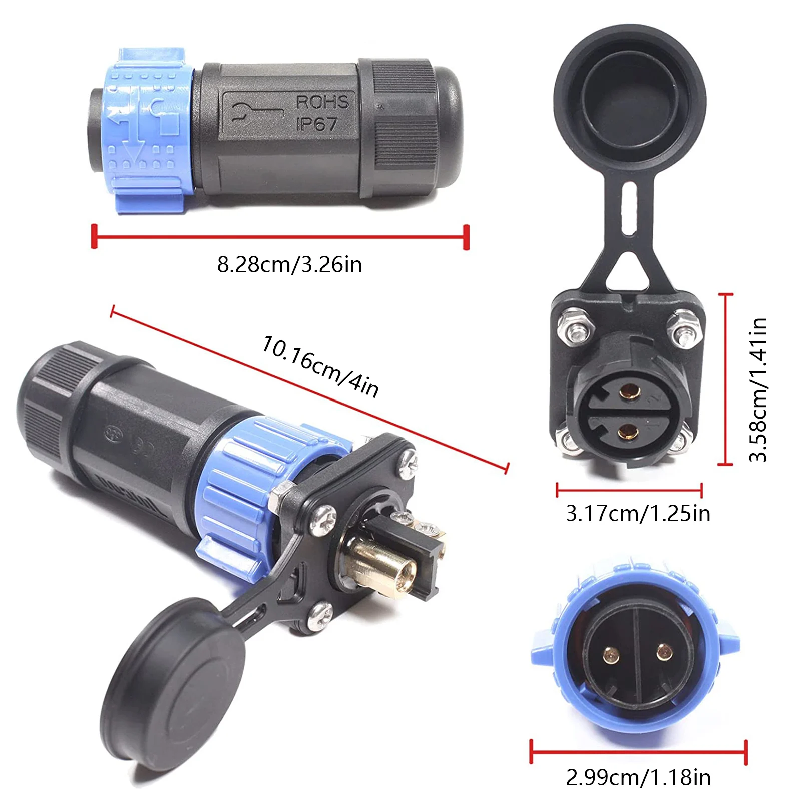 

Trolling Motor Plug Receptacle Set Self-locking Waterproof Connector 12/24/36V Marine Plug For Trolling Motor Kayaking Accessory