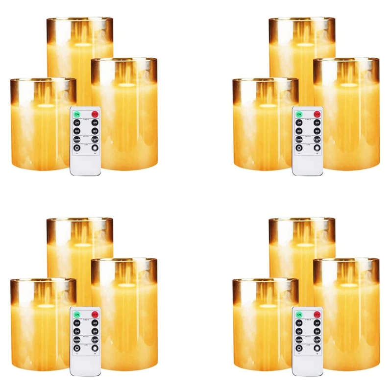 

Янтарное стекло светодиодный беспламенные Свечи мерцающие с пультом дистанционного управления, работает от батареи, для свадьбы, празднич...