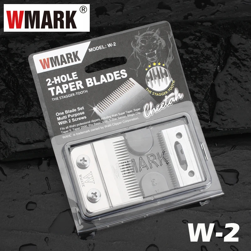 

WMARK W-2 Professional 2 Holes Taper Blades Stagger Tooth Replacement Blades Set For Wahl Hair Clipper Fit Cordless Magic Clip