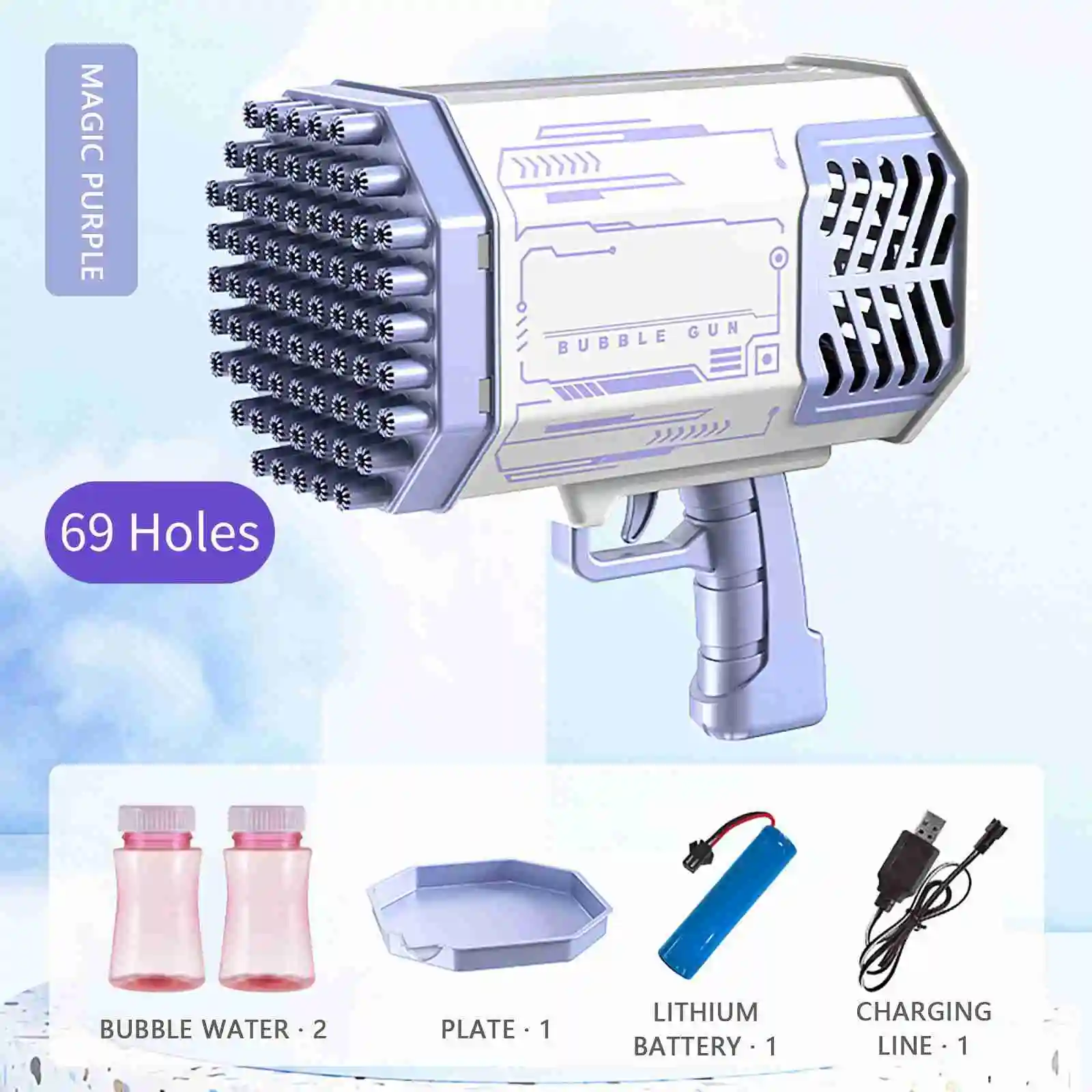 

Пистолет пузырьковый детский автоматический с 32/69/76/80 отверстиями