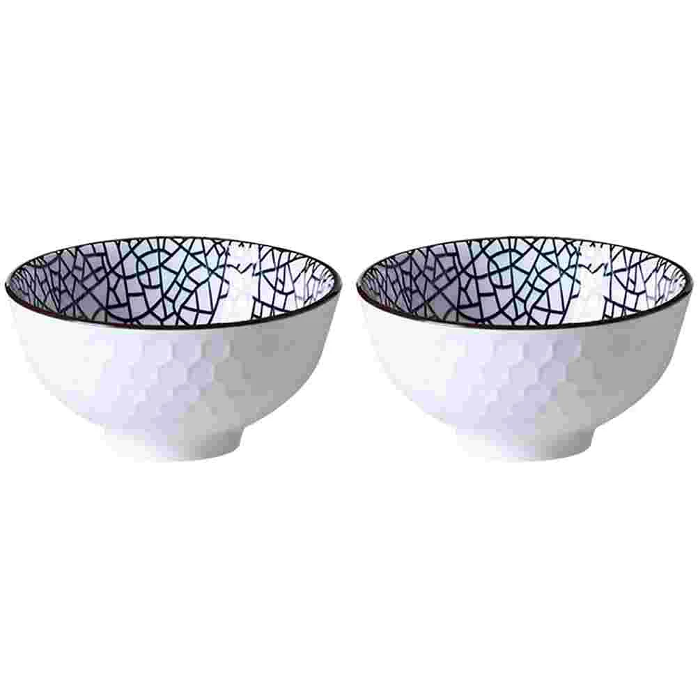 

2 Pcs Rice Bowls Japanese Japanese Bowls Japanese Gifts Soup Bowl Cereal Containers Dipping Bowls Set Cracked Ceramic Bowl