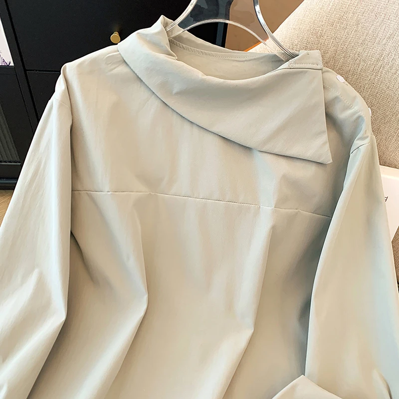 Женская рубашка с длинными рукавами-фонариками свободного покроя