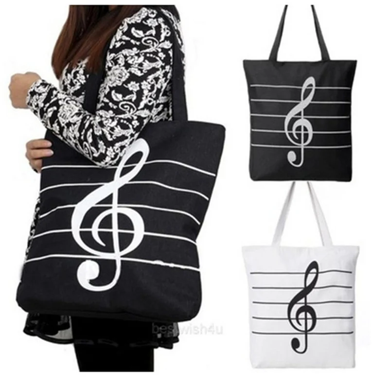 

Fashion Shoulder Casual Tote Shoulder Bags Casual Canvas Music Notes Handbag School Satchel Tote Shopping Bag Wholesale