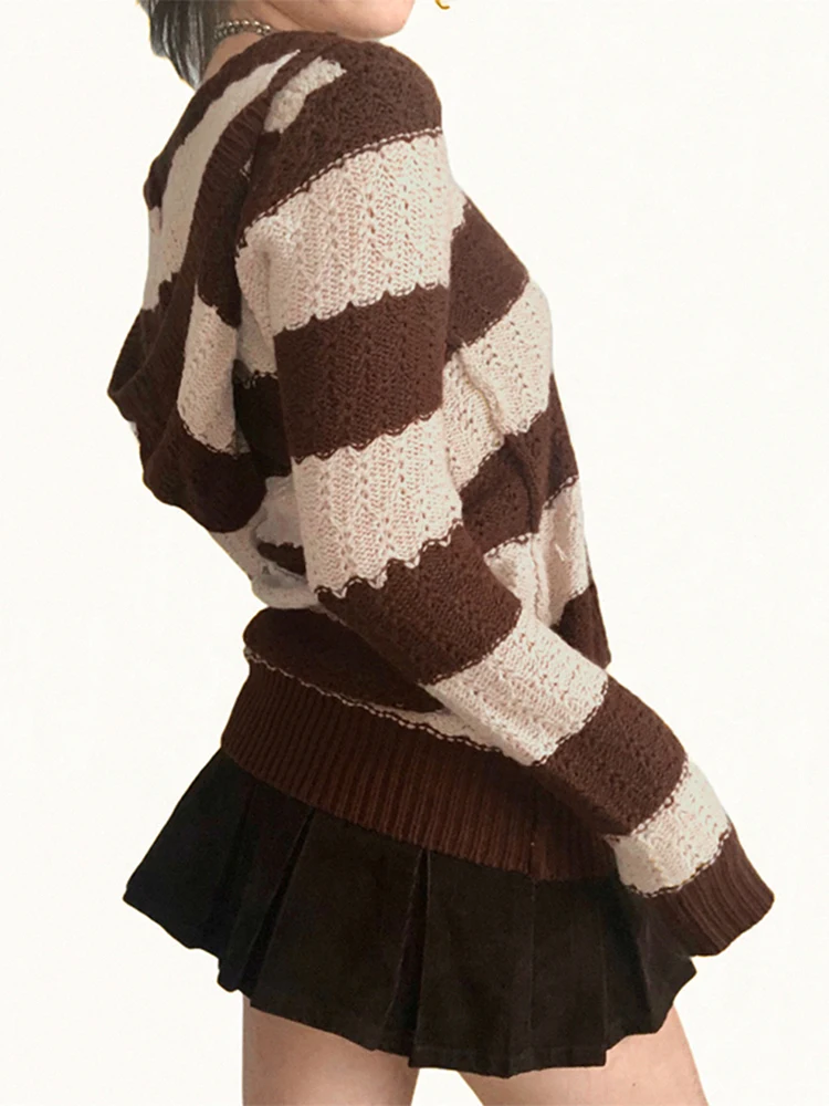 Свитер женский трикотажный в полоску с длинным рукавом | Женская одежда