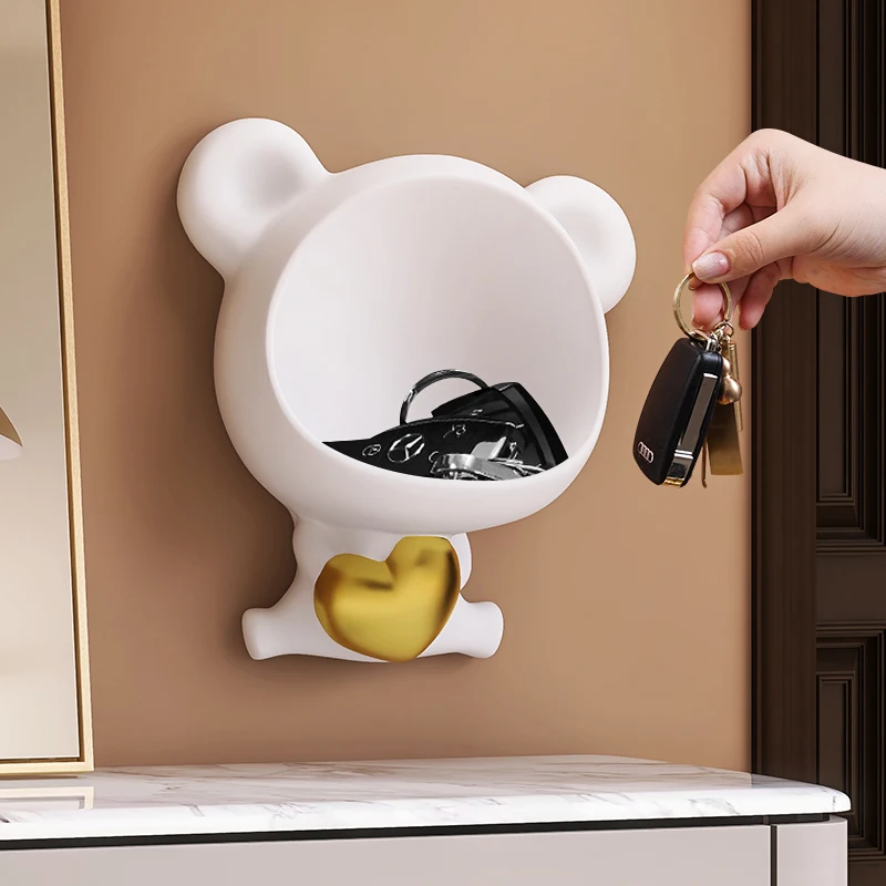 

Creative Resin Ornament Cartoon Bear Wall Hanging Key Storage Hook Up Kids Room Accessories Wall Storage Ornament Decorations