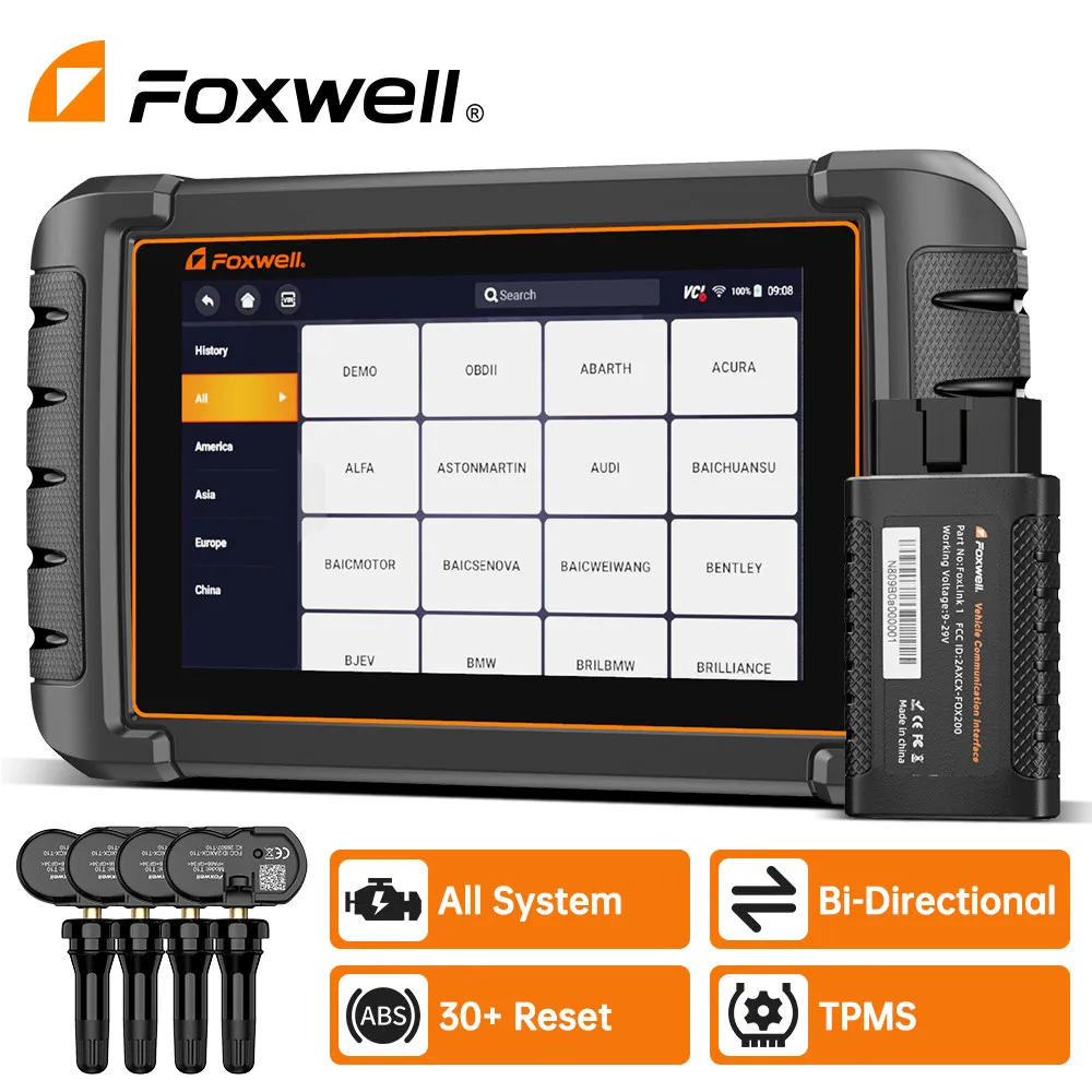

Беспроводной Автомобильный сканер FOXWELL NT809TS, OBD2, TPMS, переучить программирование, двунаправленное тестирование, OE-уровень, диагностический и...