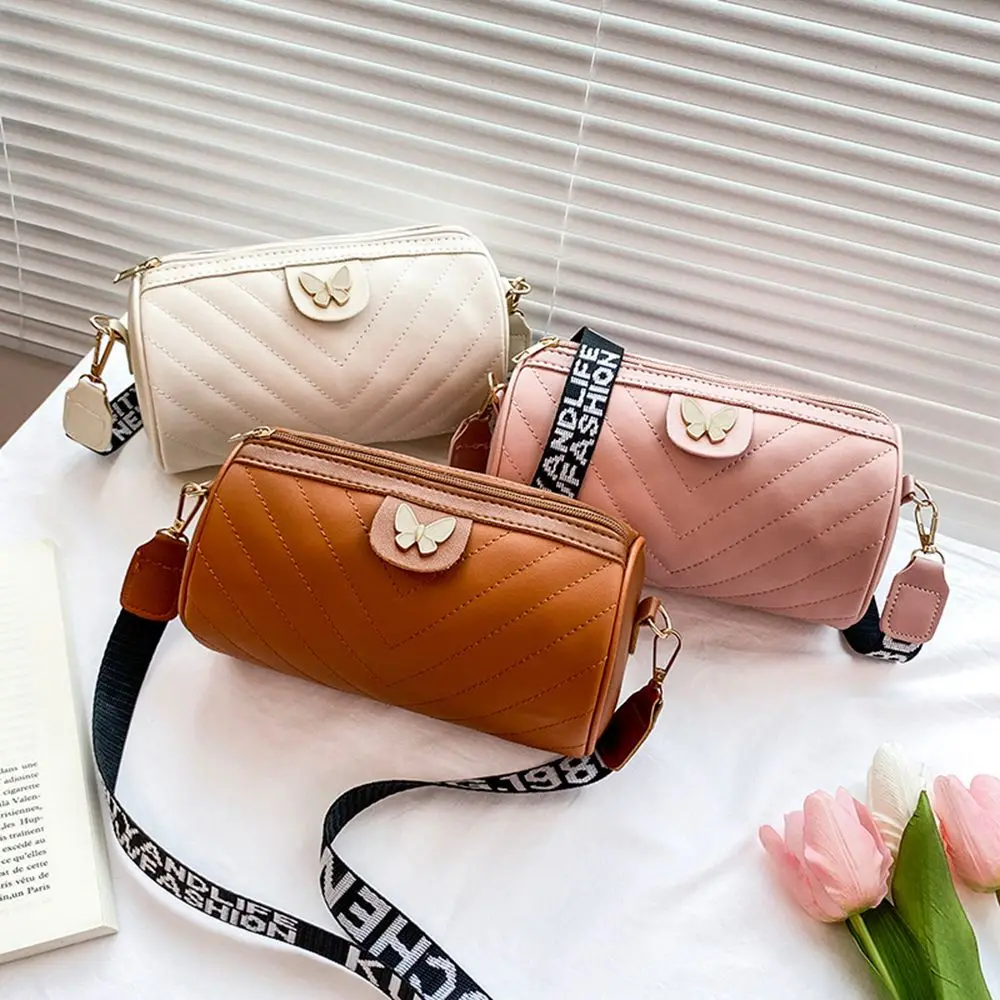 

Fashion Messenger Bag Handbag PU Leather Purse Pillow Bag Crossbody Phone Bag Single Shoulder Bag Korean Style Bag Cylinder Bag