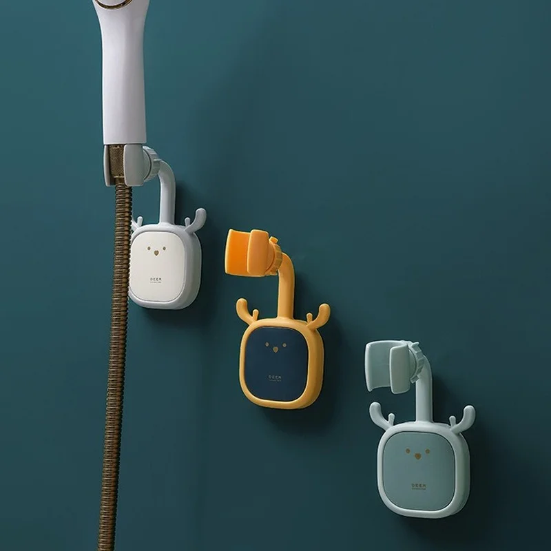 

360° Shower Head Holder Adjustable Self-Adhesive Showerhead Bracket Wall Mount With 2 Hooks Stand SPA Bathroom Universal ABS 1pc