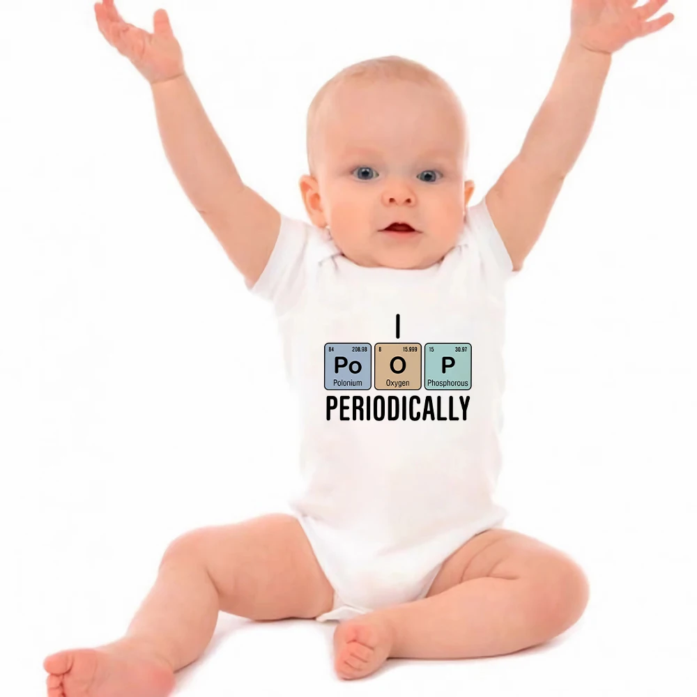 

I Poop Periodically Funny Creative Newborn Baby Clothes Short Sleeve Summer Infant Boy Bodysuit Soft Ropa Bebe Niña Oversize