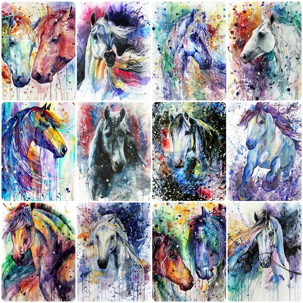 

HUACAN Paint By Numbers Horse Wall Art Unique Gift Home Decor Hand Painted Coloring By Numbers Animal For Living Room