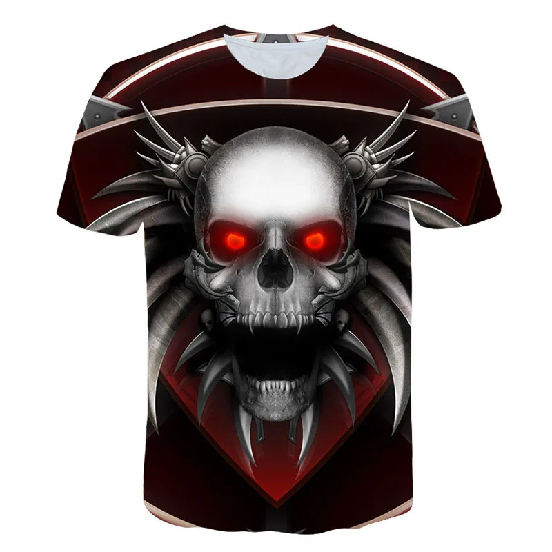 

Gothic Men Horror Vintage 3D Skull Printed T-shirt Summer Personality Streetwear Short Sleeve Oversized Graphic T Shirts Tee