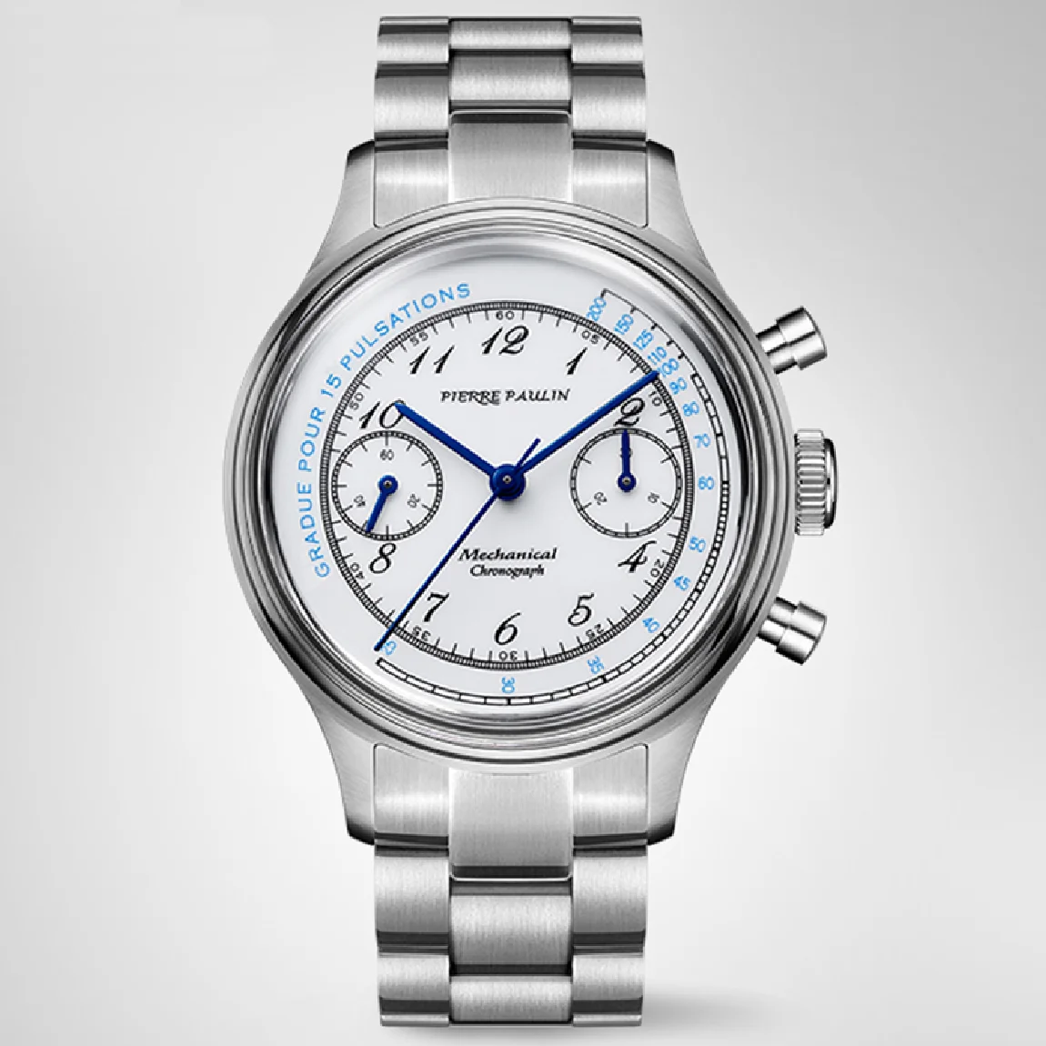 

PIERRE PAULIN Enamel Dial Heat Blue Hands Doctor Pulsation Mechanical Chronograph Complicated Men's Luxury Dress Handwind Watch