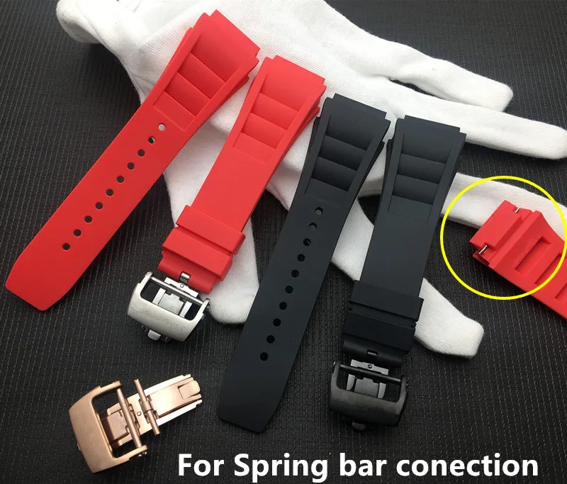 

Ремешок мягкий силиконовый для часов, мягкий резиновый браслет с пряжкой-бабочкой для часов Ричард Милле, 25 мм, весенний