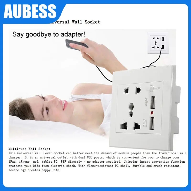 

Universal 2100mA 5V 2 USB Wall Socket AC 110-250V Home Wall Charger 2 Ports USB Outlet Power Charger For Cellphone TXTB1