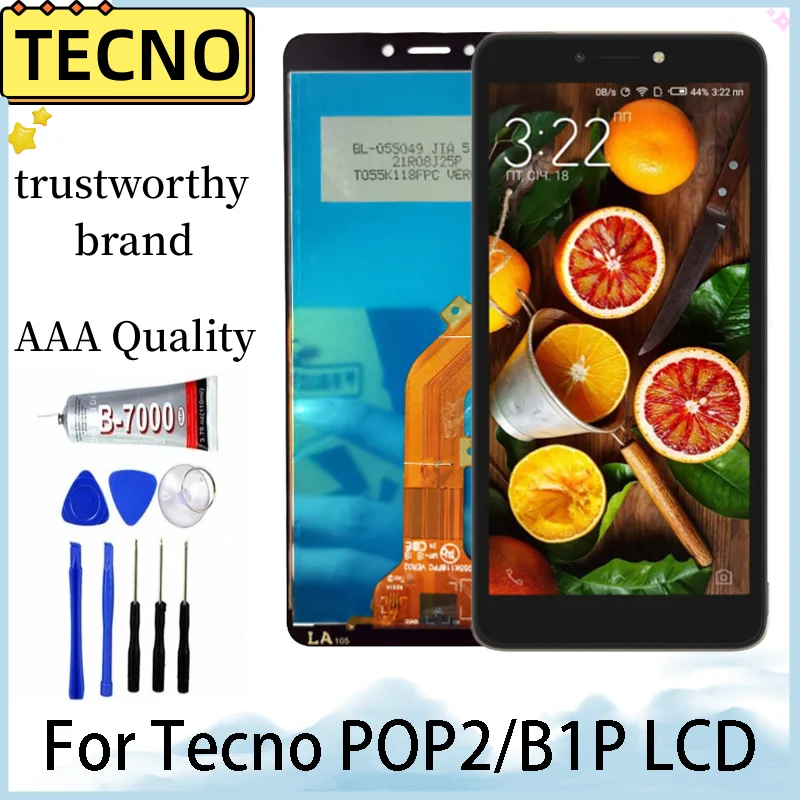 Высококачественный черный ЖК-дисплей с сенсорным дигитайзером в сборе для Tecno Pop 2 B1P, запасные части