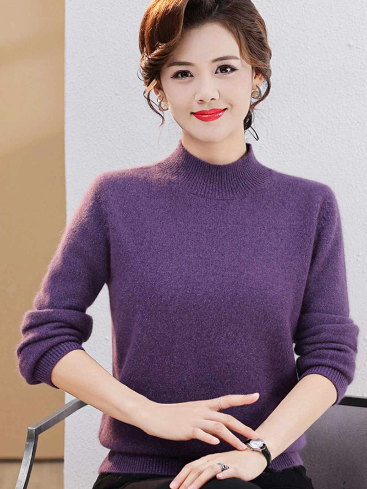 Женский кашемировый свитер Hengyuanxiang 00 из чистого кашемира для среднего и пожилого