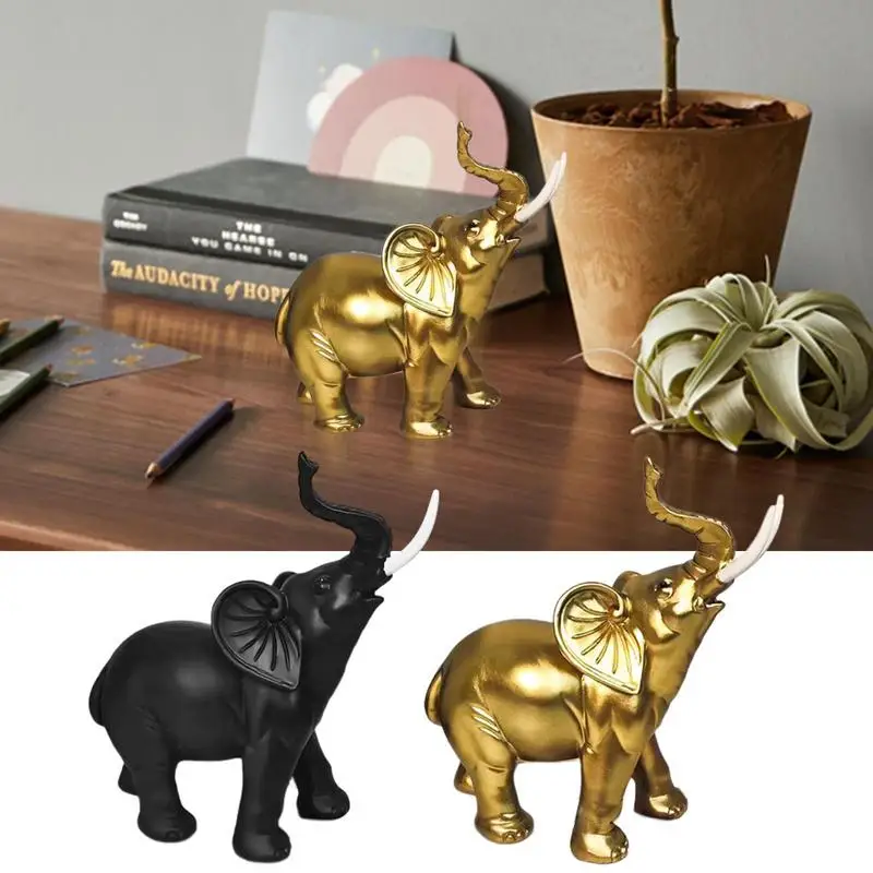 

Elephant Statue Portable Resin Animal Ornamnets Reusable Crafted Elephant Figurine Sculpture For Home Desktop Decor Accessories