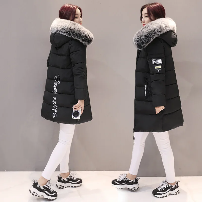 New Oversize Winter Jacket Hooded Cotton Padded Jacket Superheat Coat Parka Slim Large Fur Collar Fashion Thickened