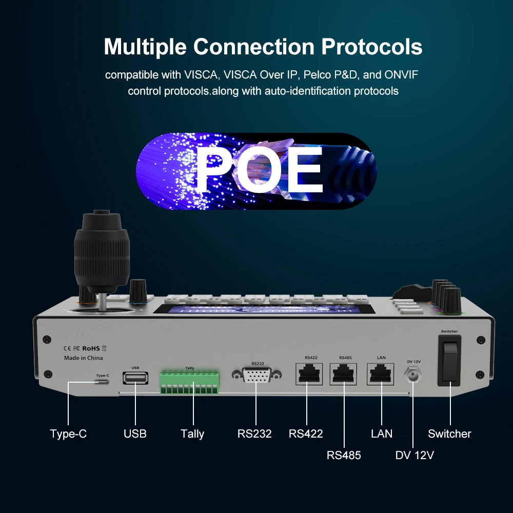 Фото NDI PTZ-контроллер PoE 5,5-дюймовый ЖК-экран, PTZ-камера, контроллер клавиатуры с отслеживанием искусственного интеллекта для общественного питания, образования №5