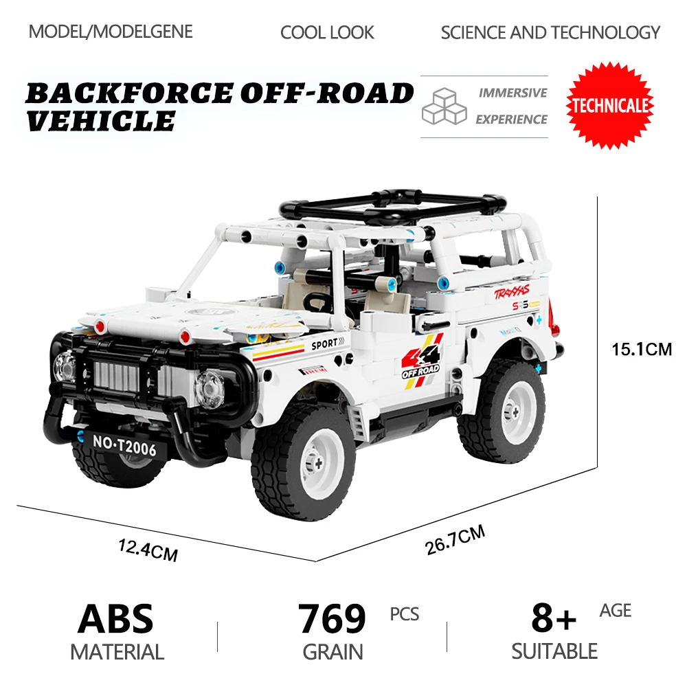 

T2004 High-Tech Backforce Off-Road Vehicle Car Technical Building Blocks Suv Racing Car MOC Model Bricks Toys For Kids Gifts