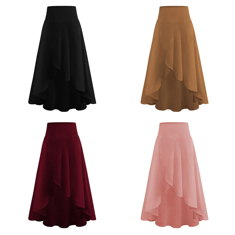 

Летняя женская юбка 2023, однотонная тонкая Милая Повседневная Асимметричная длинная юбка, свободная дышащая женская юбка-полубоди