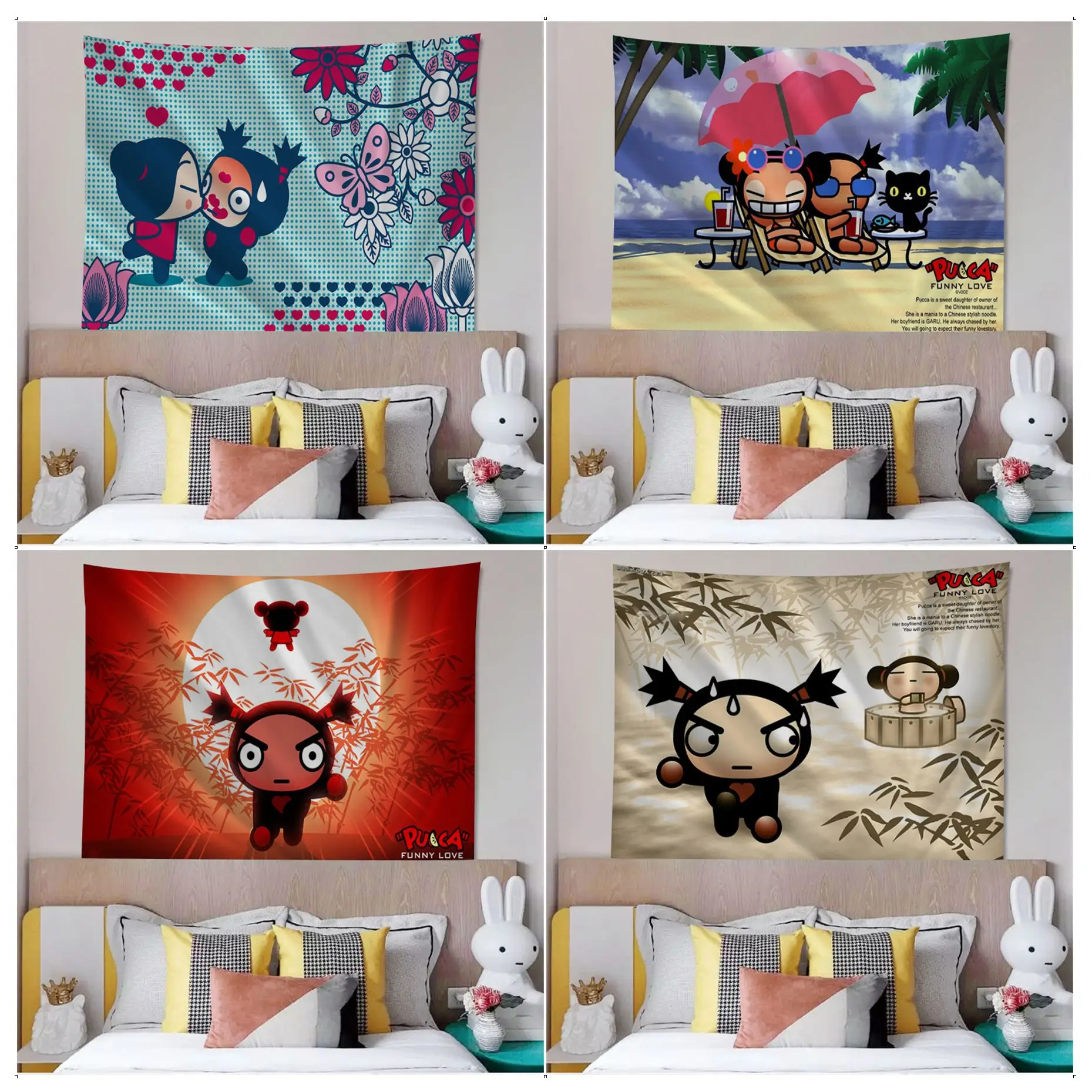 

Pucca And Garu Tapestry Art Printing Japanese Wall Tapestry Anime Home Decor