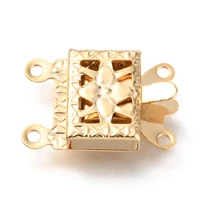 10 pcs 2 strands 304 stainless steel box clasps rectangle with flower 4 holes clasps for necklace bracelet jewelry making
