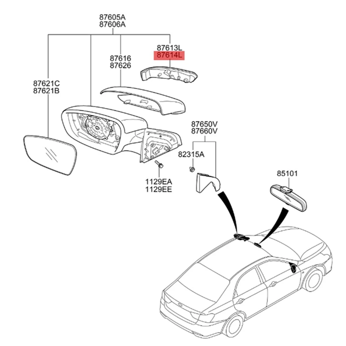 Указатель поворота левого зеркала 87614-A7000 для Kia Forte Cerato K3 2012-2018 индикаторная лампа