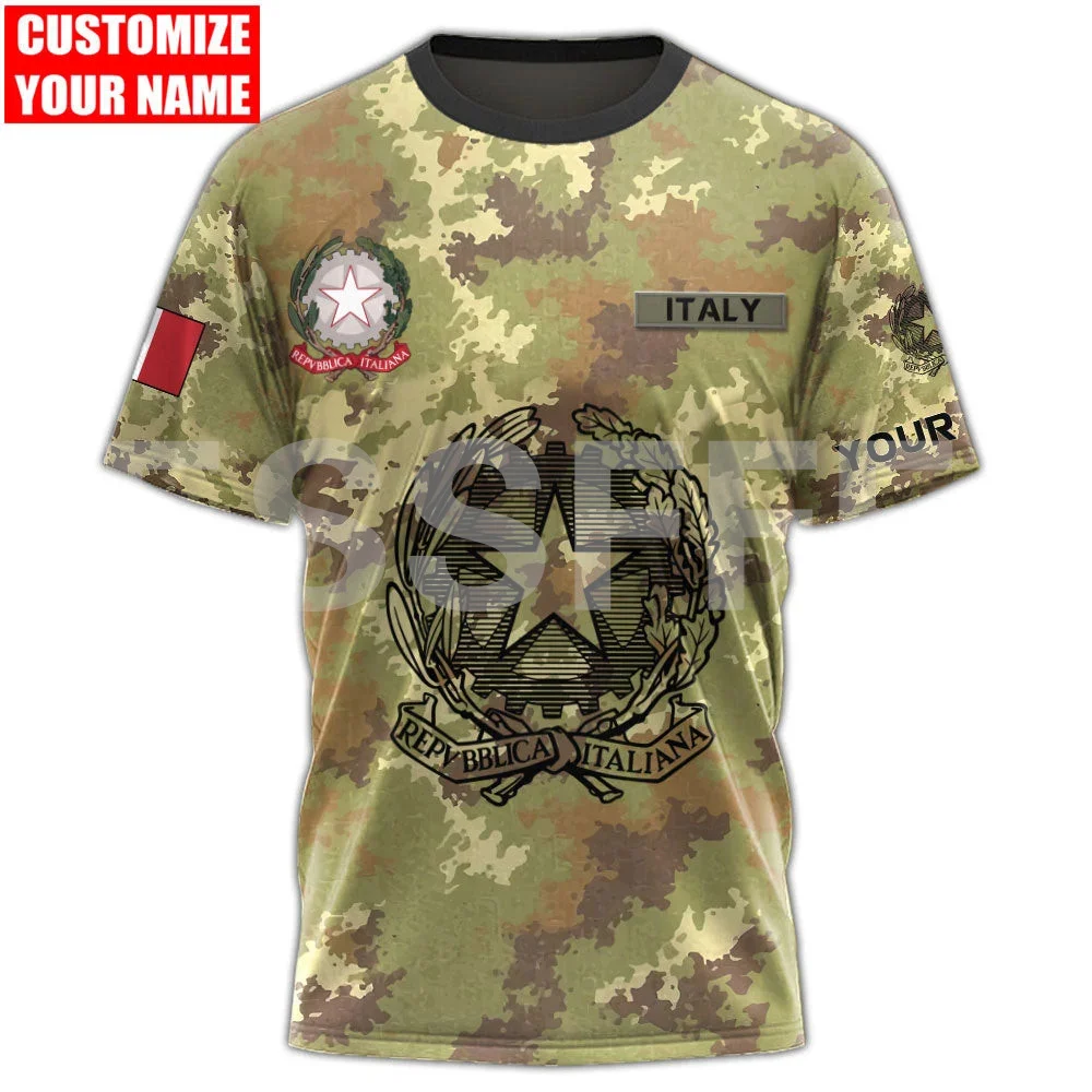 

NewFashion Custom Name Italy Army Camo Country Flag Vintage Harajuku 3DPrint Summer Streetwear Short Sleeves Casual T-Shirts X5