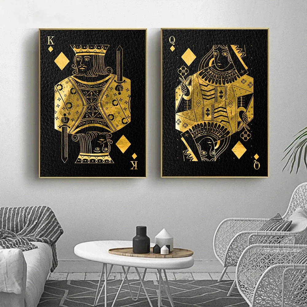 Постеры и картины в виде Покера из черного позолоченного золота Джокер Jqk