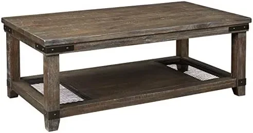 

Ridge Rustic Rectangular Coffee Table with Iron Accents, Brown End table for bedroom Table top Mesas Small end table Small coffe