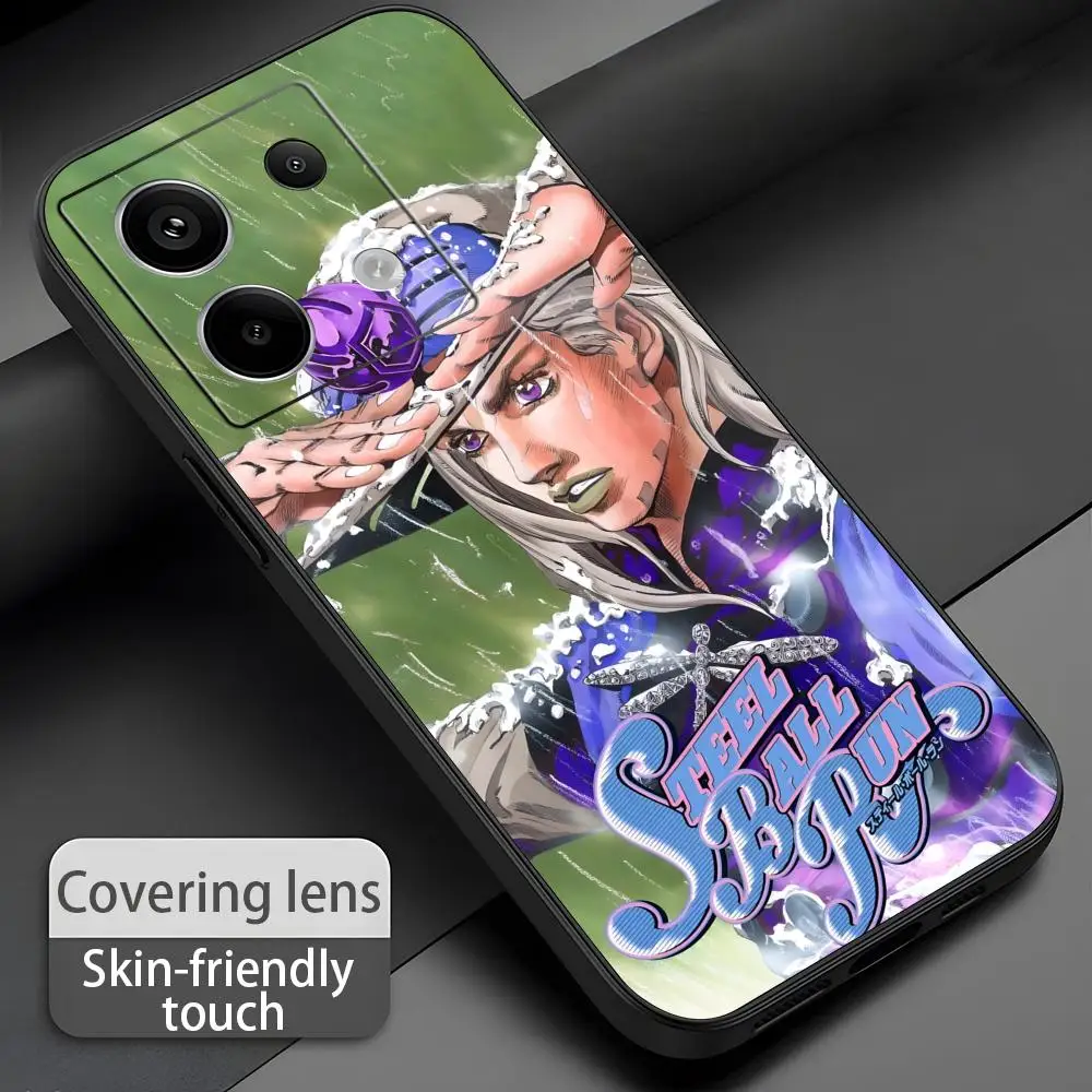 Фото Горячая новинка: Чехол для телефона JOJO Steel Ball Run для Redmi Note 14 13 12 11 Pro Plus S 5G 14C A3, мягкий черный чехол №2
