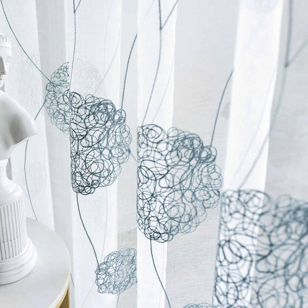 CDIY Белые занавески с вышивкой для окон в спальню гостиную кухню тонкие
