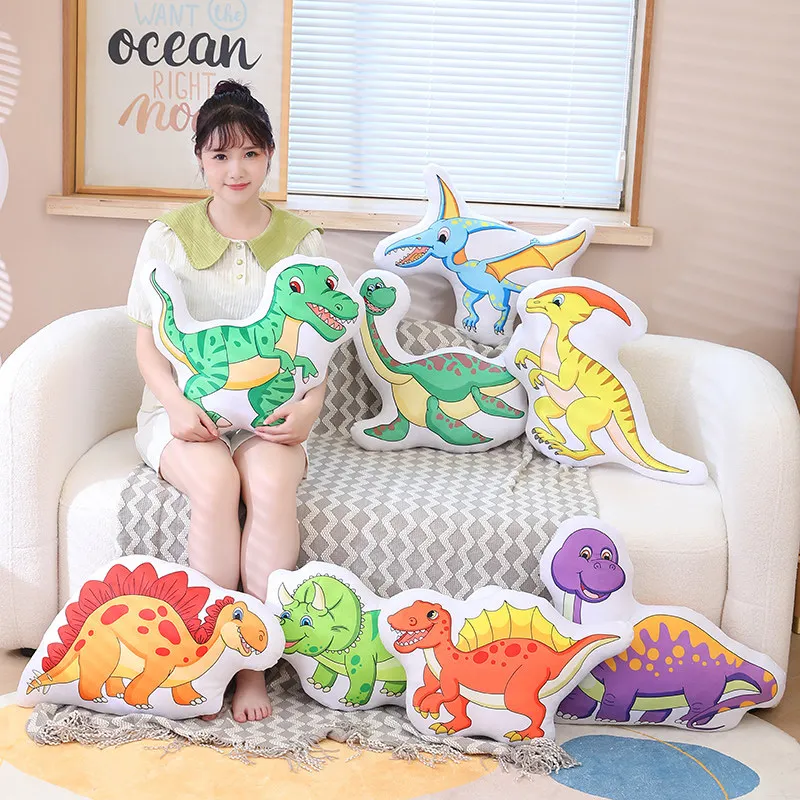 

8 Styles Kawaii Dinosaur Print Pillow Plush Toy Soft Cartoon Cute Animal Pillow Stuffed Doll Baby Pillow Gift