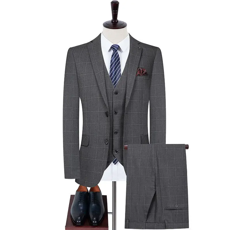 2022 Boutique S-5XL (suit + Vest + Trousers) Men's Fashion Business Gentleman Elegant Variety of British Style Three-piece Suit
