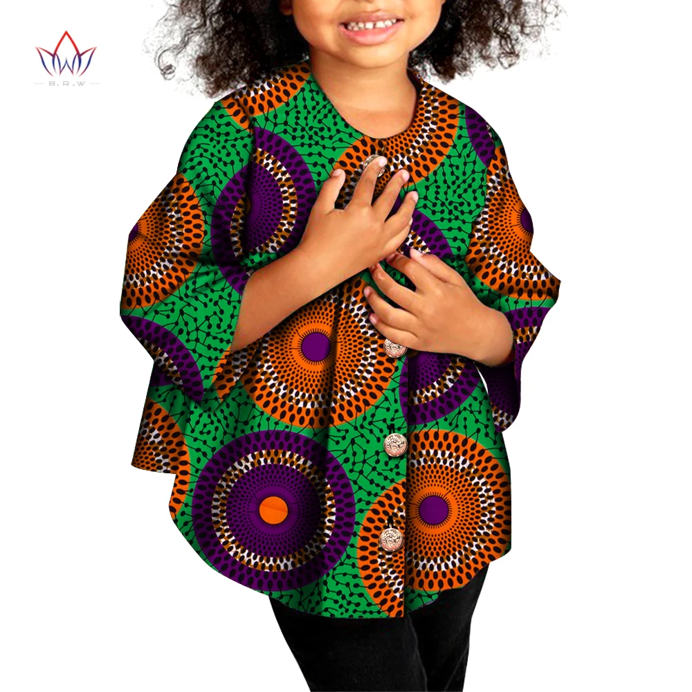 

Новая африканская детская одежда Дашики, Африканский Топ, традиционный базин богатый с круглым вырезом, Африканский принт, с коротким рукав...