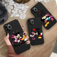 cartoon mickey and minnie mouse kiss phone case for iphone 13 12 11 pro mini xs max 8 7 plus x se 2020 xr silicone soft cover