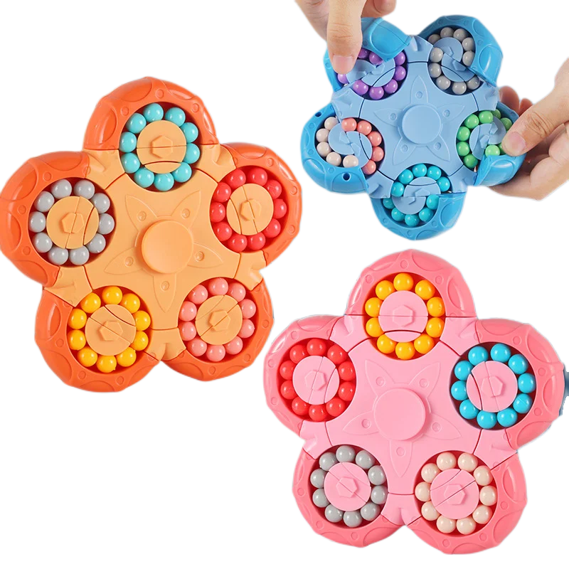 

2In1 New Upgrade Ten-sided Rotation Finger Magic Beans Spin Bead Puzzles Game Gyro Antistress Learning Educational For Children