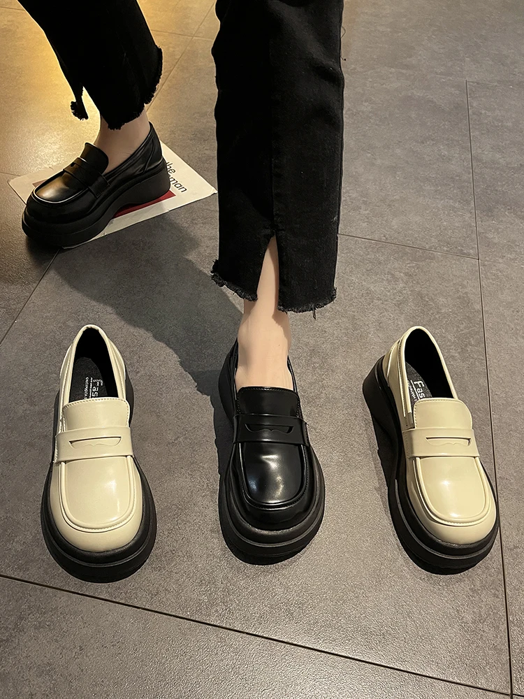 

Кроссовки женские на платформе, повседневные оксфорды, круглый носок, плоская подошва, в британском стиле, осень-лето 2022