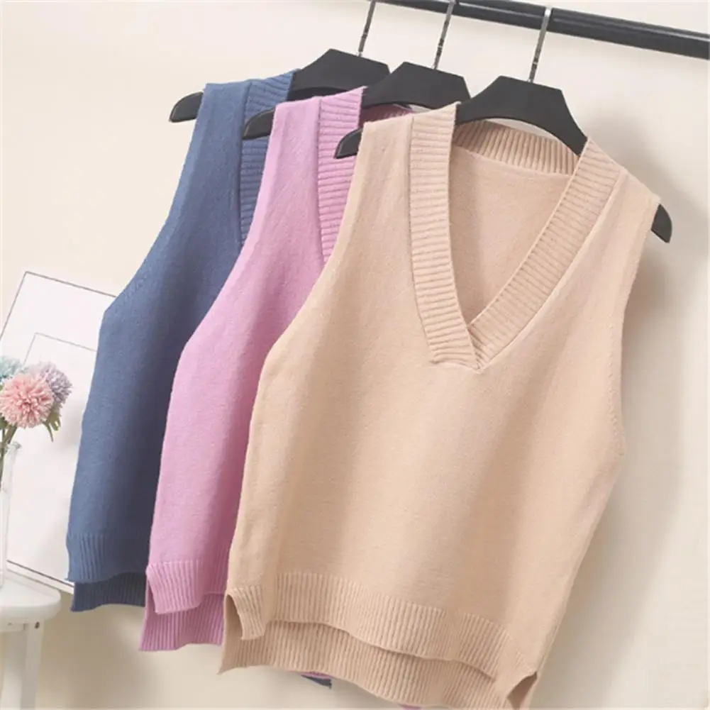 

Irregular Hem Sweater Vest Chic Cozy Women's Sleeveless Sweater Vests Irregular Hem Knitted Pullovers for Fall Winter Warmth