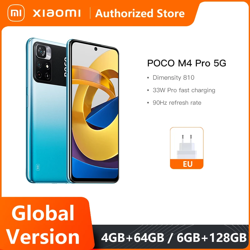 

Global Version POCO M4 Pro 5G Smartphone 64GB/128GB ROM MTK Dimensity 810 90Hz 6.6" DotDisplay 50MP 5000mAh Battery 33W Pro NFC