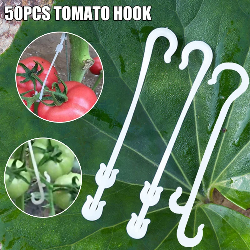 

50pcs J Shaped Fruit Cherry Tomato Ear Hook Garden Vegetable Plant Grape Support Vines Fastener Clips Trellis Fixed Buckle Hook