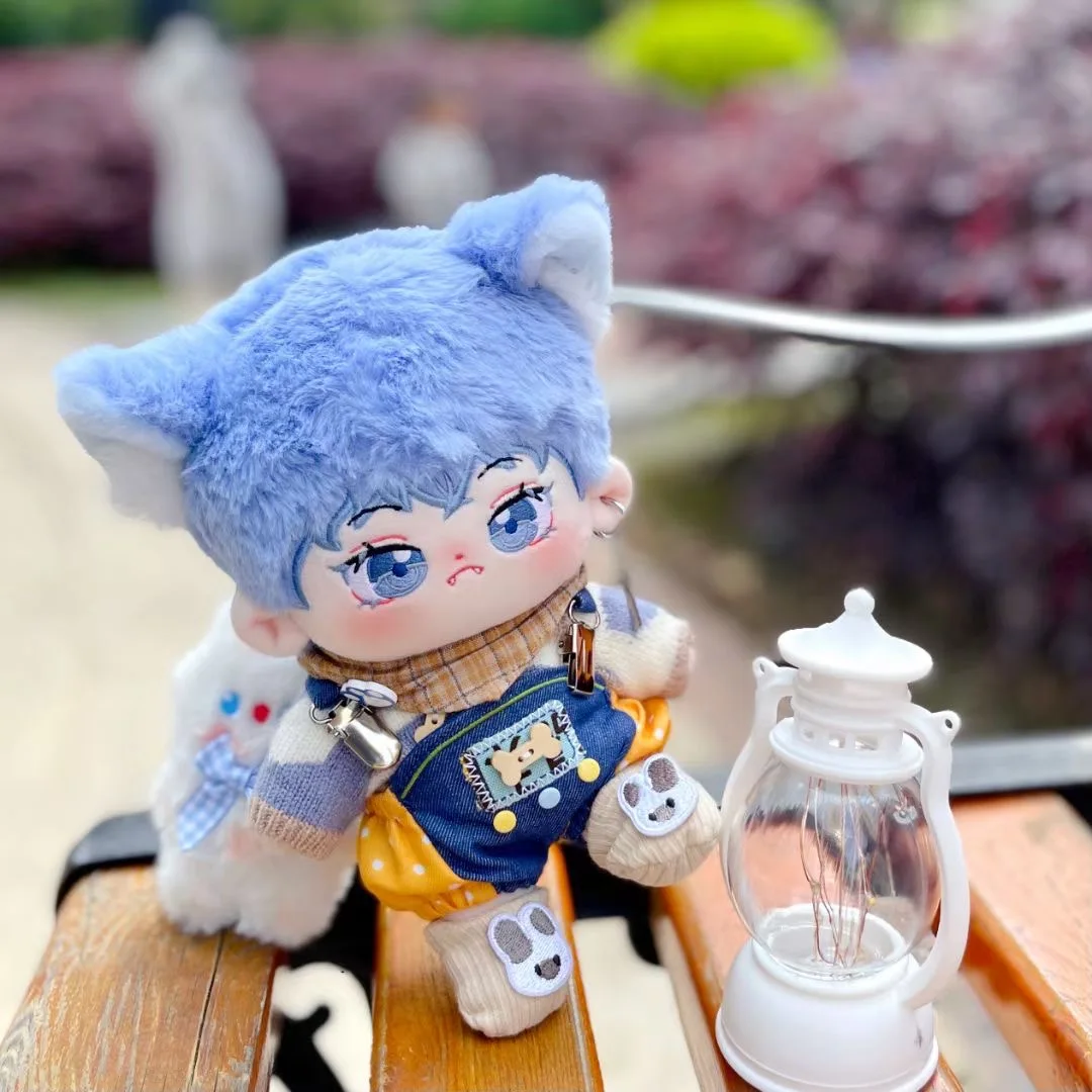 

Kawaii Animal Fox Ears Boy Blue 20cm Plush Doll Toys Stuffed Body Soft Kpop No Attributes Cotton Plushie Cosplay Cute Xmas Gifts