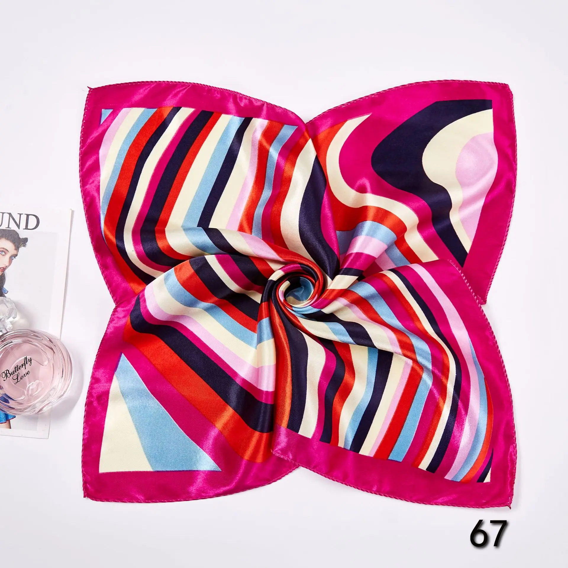 Шарф женский шелковый с принтом Квадратный маленький шейный платок декоративные