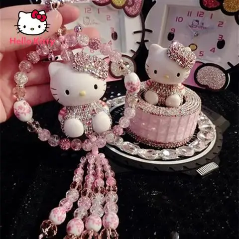 

Hello Kitty Crystal Diamond Car Decoration Perfume Seat KT Cat Balm Jewelry