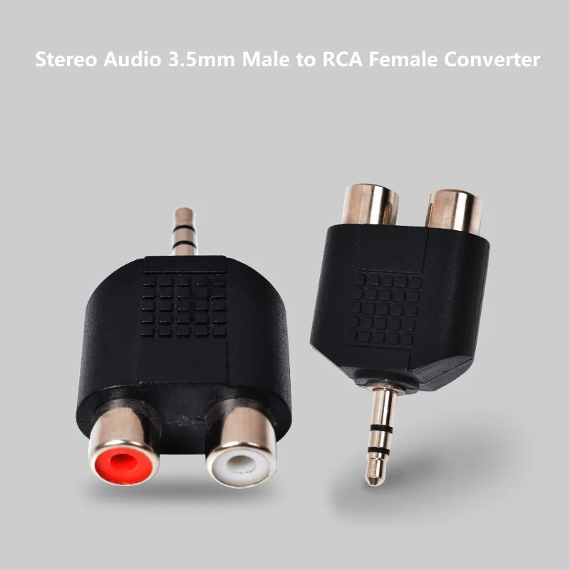 Стерео аудио преобразователь 3 5 мм штекер-RCA гнездо AUX в L/R 2-канальный