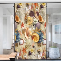 window film privacy frosted glass sticker heat insulation and sunscreen sea shell decoration adhesive sticker for home