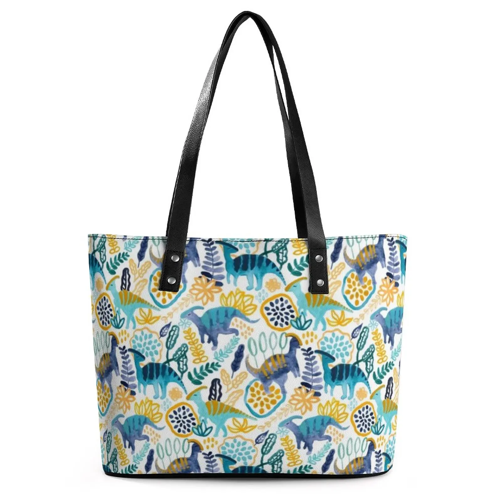

Cartoon Dinosaurs Gouache Handbags Cute Watercolor Animal Fashion Shoulder Bag Travel Tote Bag Lady Handle Designer Shopper Bags