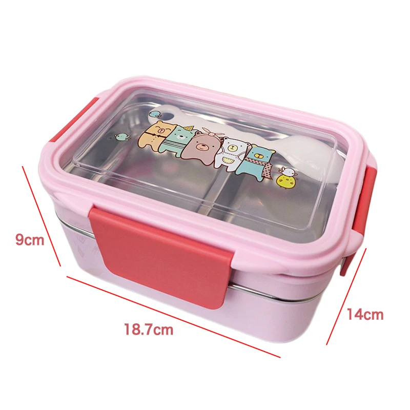 

New Tuskatoon lunch box stainless steel double layer food container portable children's picnic school Bento box